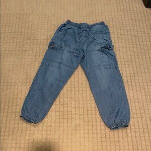 For The Republic Indigo Denim Cargo Joggers